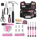 HANGYING 132-Piece Home Tool Kit for Women with Plastic Toolbox Pink - color: Light Pink