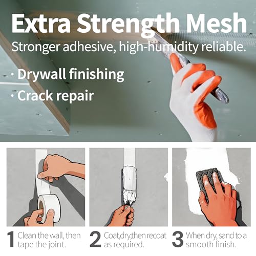 Drywall Joint Tape, Self-Adhesive Fiberglass Mesh Tape for Wall Repair, 2 Inch x 33 Yd