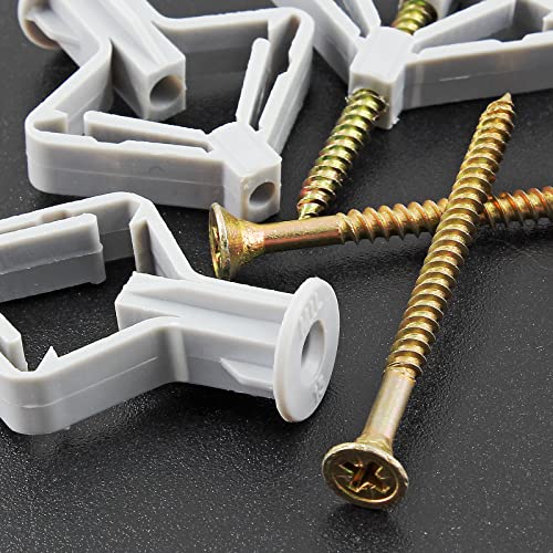 Piutouyar 50 Pcs Drywall Anchors Kit Butterfly Anchors Hollow Wall Anchors