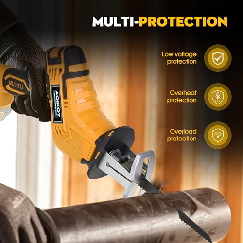Reciprocating Saw Cordless for Dewalt 21V Battery, Mini Power Saws for Wood/Metal/PVC Cutting with 4 Blades & Toolbox, 0-2500RPM for Hand Saw Woodworking (Battery not Included)