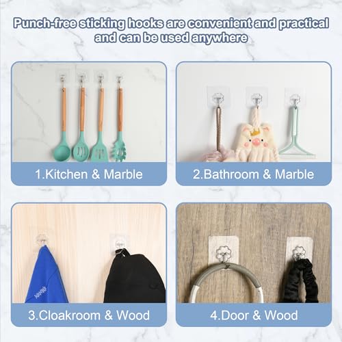 30 Pack Adhesive Wall Hooks for Hanging Heavy Duty Hooks 33lbs Ninth Five
