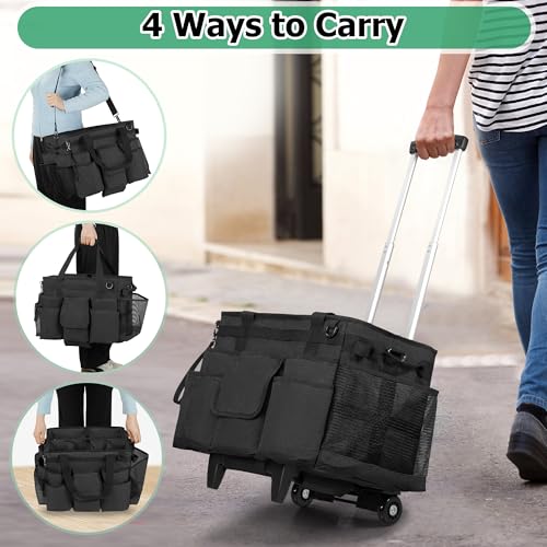 LoDrid Professional Rolling Cleaning Bag with Detachable Trolley, Black - color: Black