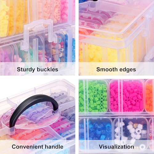 Stackable Bead Organizer 3 Tier with 58pcs Small Boxes Storage Container - size: 3-Tier 58pcs Assorted Boxes