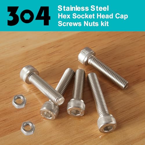 30PCS M8 x 50mm 60mm 70mm 80mm, Hex Socket Head Cap Screws Bolts Nuts Kit, Stainless Steel 304, Metric Allen Drive, Fully Threaded - size: Socket M8x50/60/70/80mm