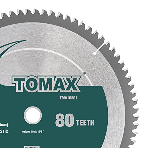TOMAX 10-Inch 80 Tooth TCG Aluminum and Non-Ferrous Metal Saw Blade with 5/8-Inch Arbor - size: 10" 80T