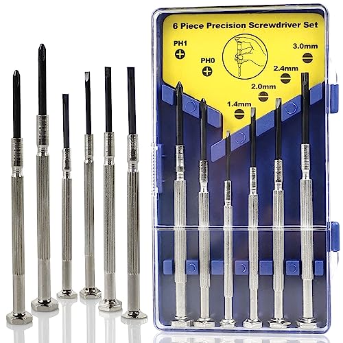 6 PCS Precision Screwdriver Sets, Eyeglass Repair Kit Screwdriver, Mini Screwdriver Set, Flat Head and Philips Head Screwdriver Sets, With 6 Different Sizes, Suitable For Watch, Electronic Repairs