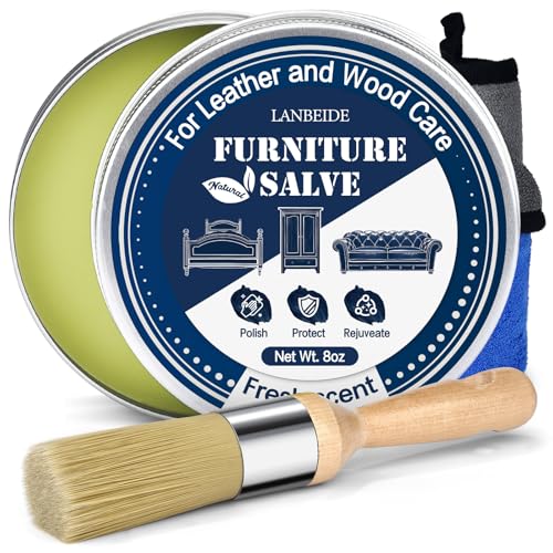 LANBEIDE Furniture Salve for Leather & Wood Furniture 8oz with Brush Set - size: 8 Ounce
