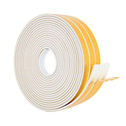 High Density Foam Weather Stripping Door Seal Strip Insulation Tape Roll for Insulating Door Frame, Window, Air Conditioner | Self Adhesive Sealing Weatherstrip (White, 1/4 in 1/8 in 50 Ft) - color: White, size: 1/4 In x 1/8 In x 50 Ft