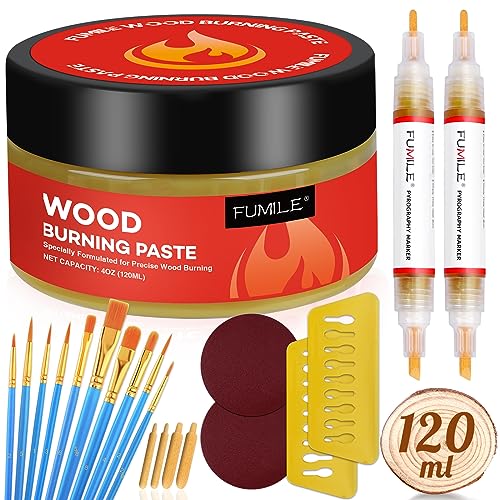 FUMILE Wood Burning Gel Kit, 4 OZ Wood Burning Paste for Crafting