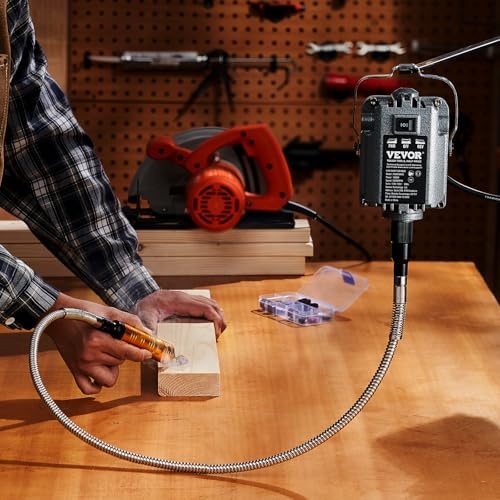 VEVOR Flex Shaft Grinder, 1000W 30,000RPM Electric Flex Shaft Rotary Tool Carver, Multi-functional Hanging Grinding Machine with 31PCS Accessories & Foot Pedal for Carving Buffing Drilling Polishing