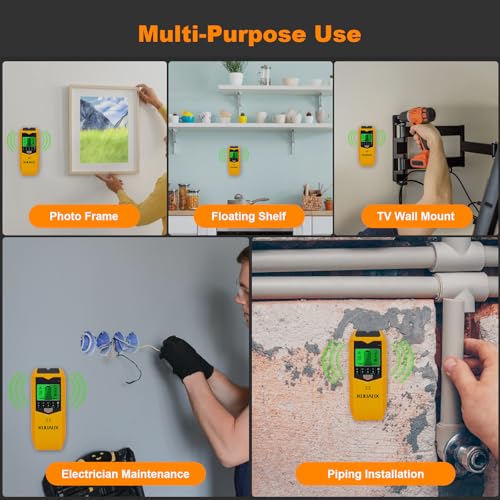 Stud Finder Wall Scanner, 5 in 1 Stud Detector with Smart Microprocessor Chip and HD LCD Display, Beam Finders for Center and Edge of Wood, AC Wire, Joist, Metal and Pipe, Tool Gifts for Men