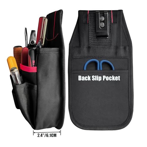 Small Tool Pouch with Belt Clip, Tool Pouch Holder,Multi Pocket Holster Organizer for Electrician Construction Maintenance,Durable Lightweight - color: Red