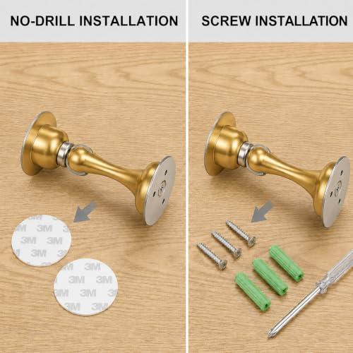 Magnetic Door Stopper 2 Pack, Multi-Angle Wall Guard, Gold - color: Gold