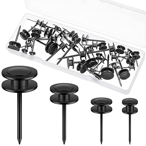 40 Pcs Double Headed Picture Hangers Nails Thumb Tacks, Black - color: Black