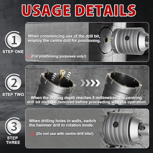 2" Concrete Hole Saw,50mm Masonry Hole Saw, with 110mm SDS Plus Shank Connecting Rod for Concrete Brick Cement Stone Wall Drilling Home Improvement - size: （2" 50mm）