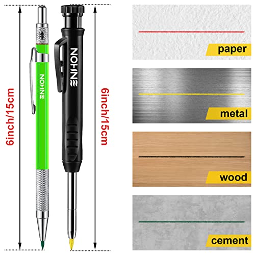 Enhon 4 Pack Carpenter Pencil Set with Sharpener, Green/Red/Black/Yellow - color: Green, Red, Black, Yellow
