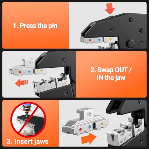 Preciva 6 PCS Crimping Tool Set with 395 PCS Connectors, Ratcheting Wire Crimper Tool for Heat Shrink,Insulated Connectors,Open Barrel,Circlip Terminals,Tube Terminals,Solar - size: 395