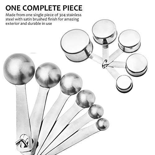 Accmor 11 Piece Stainless Steel Measuring Spoons Cups Set, Premium Stackable Tablespoons Measuring Set for Gift Dry Liquid Ingredients Cooking Baking - color: Silver