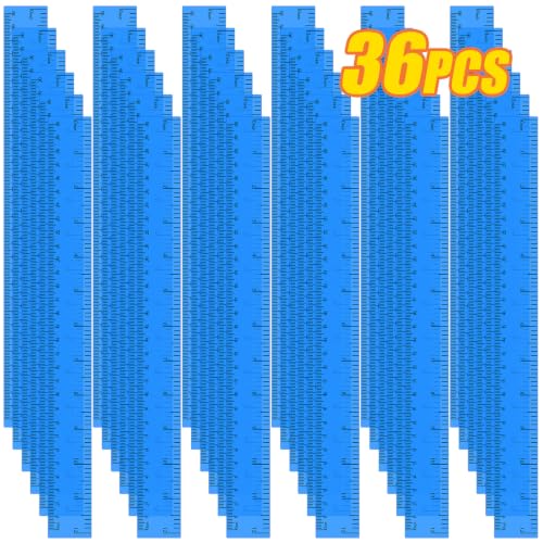 36 Pack 12" Clear Blue Plastic Rulers, Back to School Measuring Supplies - color: Blue