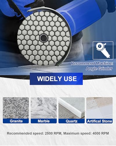 SHDIATOOL 4-Inch Dry Diamond Polishing Pads Grit 100 Diamond Sanding Pads Grinding Pads for Granite Marble Stone 7Pcs/1set - style: Grit 100