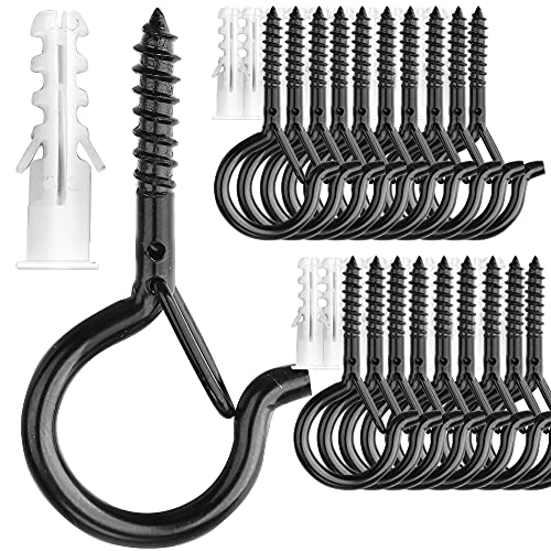 PlusRoc 20 Pack Screw Hooks for Hanging Plants Outdoor Lights(Black) - color: Black