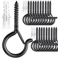 PlusRoc 20 Pack Screw Hooks for Hanging Plants Outdoor Lights(Black) - color: Black