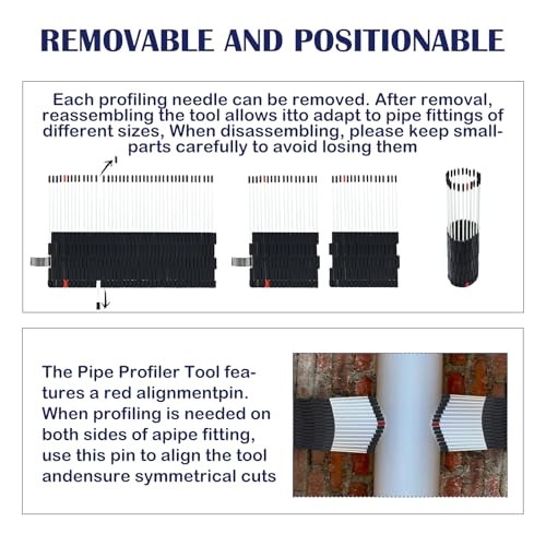 Multi Surface Pipe Profiling Tool, Pipe Cutting Template Multi Functional Shape Duplicator, Lightweight and Wear-Resistant Fiberglass Material for Tiles Floors DIY Pro Plumbing (0-10" Pipes) - size: 0-10" Pipes