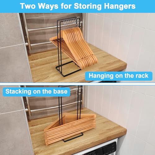 Hanger Stacker 2 Pack, Clothes Hanger Holder Organizer for Closet Laundry Room, Organizer Stacker for Coat Wire Hangers,Hanger Rack Stand Caddy for Adult Kids Velvet Pants Hangers Storage - color: Black, size: 2 Pack
