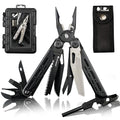 HX OUTDOORS 19 In 1 Pocket Multi Tool, Stainless Steel Multitools Pliers with Fire Starter and Glass Breaker, Folding EDC Camping Survival Tools for Men (Black) - color: Black