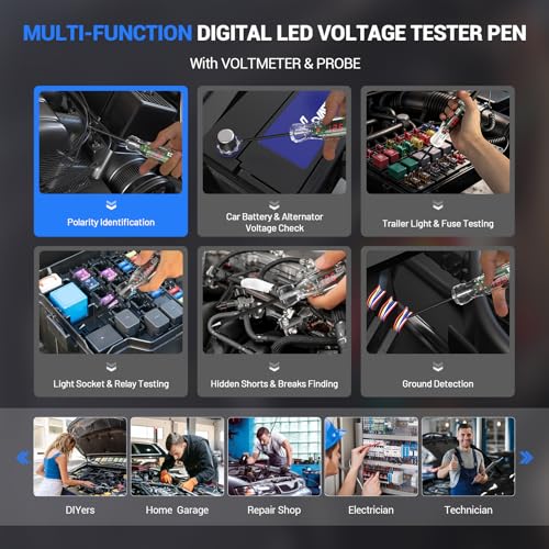 Automotive Test Light VDIAGTOOL P60 3-70V LED Digital Voltage Display, Circuit Tester with Voltmeter & Dual Polarity Indicator Light, Tester Electric, Bidirectional Voltage Tester w/Stainless Probe