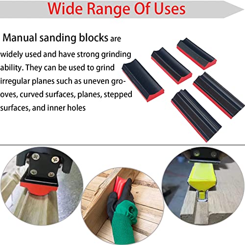 16-Piece Contoured Profile Hand Sanding Block Set with Hook and Loop Interchangeable Assorted Shapes Interchangeable Assorted Convex & Concave Shapes for Woodworking Furniture, Auto Paint and Crafts