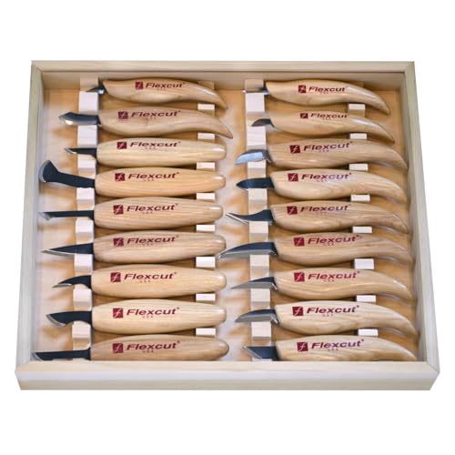 Flexcut Wood Carving Knives | Deluxe 18-Piece Knife Wood Carving Set | Razor-Sharp 1095 High Carbon Steel Blades | KN250 | Made in the U.S.A. - style: Deluxe Knife Set