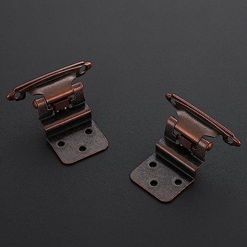 Ravinte 3/8" Inset Antique Copper Cabinet Hinges 10 Pack (5 Pairs) - color: ‎‎Antique Copper