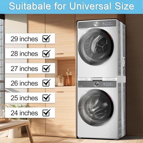 Washer Dryer Stacking Kit - Adjustable Design Fits Most Washers & Dryers | Adjustable 24" - 29" - Universal Stacking Kit with Pull-Out Drying Rack for Laundry Room - Space-Saving - style: Stacking Kit with 6 Tube Racks
