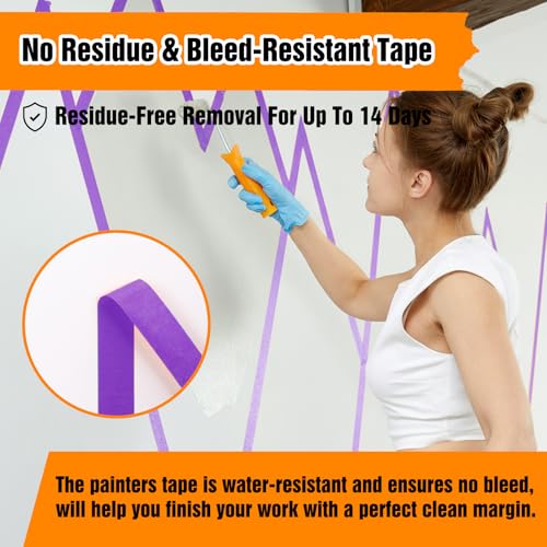 HongWay Masking Tape 1 Inch, 6 Rolls x 22yd (132yds in Total) Painters Tapes for Painting Labeling Arts Crafts, Easy Removal, No Residue (0.94in Purple) - color: Purple, size: 0.94IN*22YD