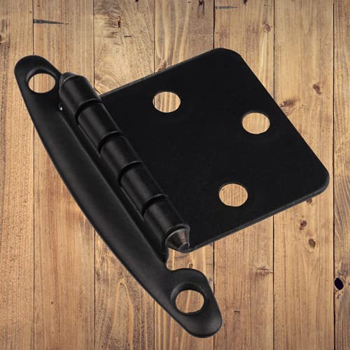 DecoBasics Free Swinging (Non Self-Closing) Overlay Cabinet Hinges Black – 50 Pack (25 Pairs) for Kitchen Cabinet Doors – Matte Black w/Matching Screws & Quiet Bumpers - color: Matte Black