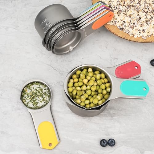 Magnetic Measuring Cups Set of 5, Stainless Steel Nesting Measuring Cups with Easy to Read Markings, Kitchen Gadgets for Cooking & Baking - style: Magnetic-5PCS