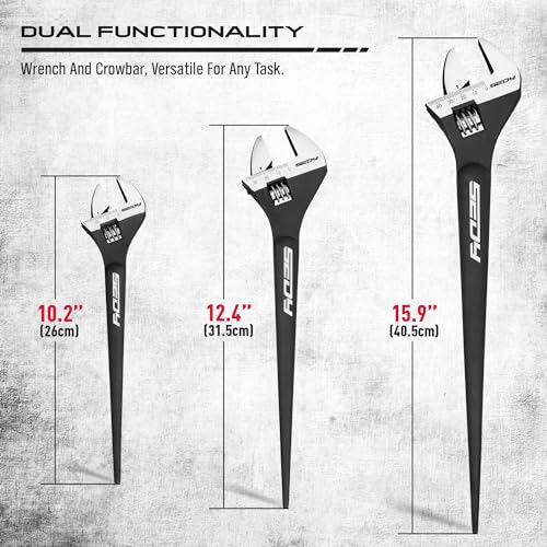 3-Piece Adjustable Spud Wrench Set, 10-inch, 12-inch, 16-inch, SAE and Metric Scale Marked, CR-V Steel with Black Oxide Finish - size: 3 CS Industrial Spud Set (10",12",16")