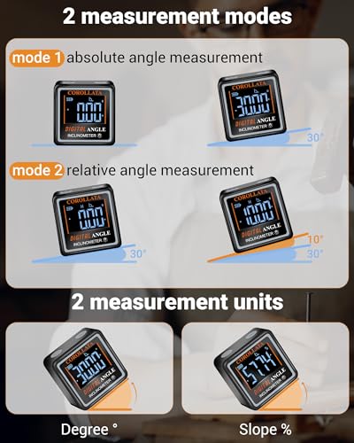 Ultra Small Digital Angle Finder Magnetic Level, Rechargeable Angle Cube, Table Saw Miter Gauge, 4 * 90 Degree Protractor Electronic Inclinometer, Wood Working Measuring Tool - color: Black