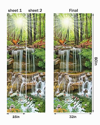 FLFK Door Mural Sticker - Landscapes,Peel and Stick,Combined Size 32"x80",Split into 2 Pieces - color: Mt1122, size: 32"x80"