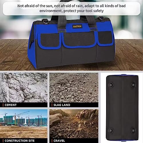 FASTECH 20 Inch Heavy Duty Tool Bag with Wide Mouth for Tool Storage,Carrier and Organizer,Tool Bag for Men/Women, Wide Mouth Tool Bag with Inside Pockets (20 Inch) - size: 20inch