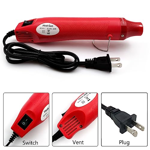 Heat Gun, Mini Hot Air Gun for DIY Crafts Portable Heat Air Gun Tool for Embossing Shrink Wrapping Drying Paint - color: Red