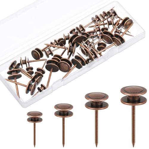 40 Pcs Double Headed Picture Hangers Nails Thumb Tacks, Red Antique - color: Red Antique