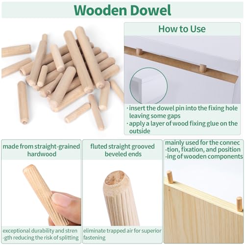 285Pcs 3 in 1 Furniture Connecting Hardware Connectors Kit for Cabinet Closet Drawer Wardrobe, Cam Lock Fittings with Dowel, Pre-Inserted Nut, Wood Dowel Pins and Locknut Caps