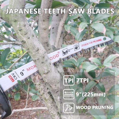 9 Inch Arc Edge Reciprocating Saw Blade with U-Groove Chip Removal Design, 7TPI Japanese Teeth with Arc-Curved Saw Blades for Wood Pruning, Tree Trimming & Wood Cutting, 3‑Pack - size: 9 Inch