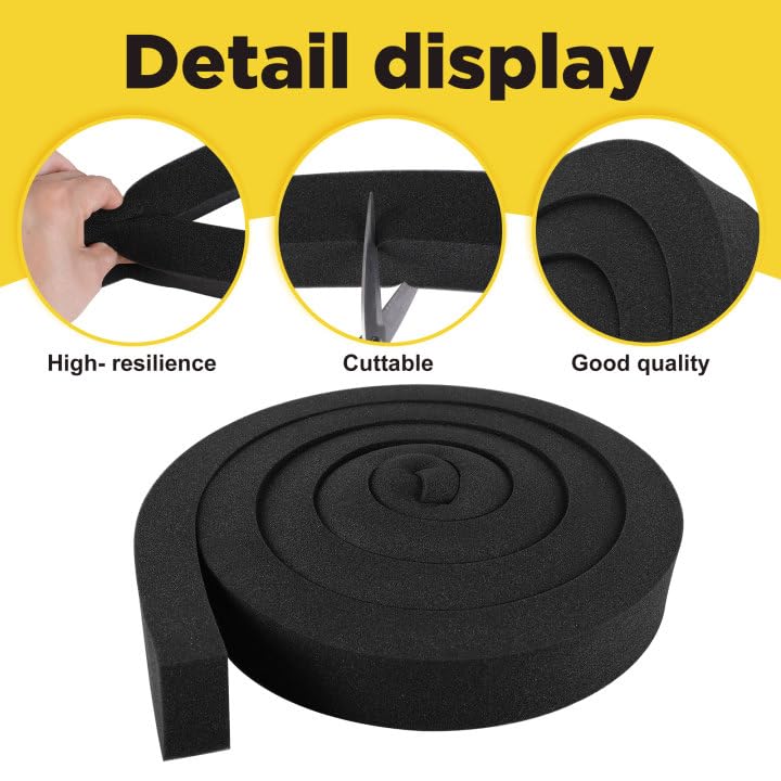 2'' x 6.5 ft Air Conditioner Foam Tape, 2 Pcs AC Weatherseal Foam Strips - color: black-2pcs