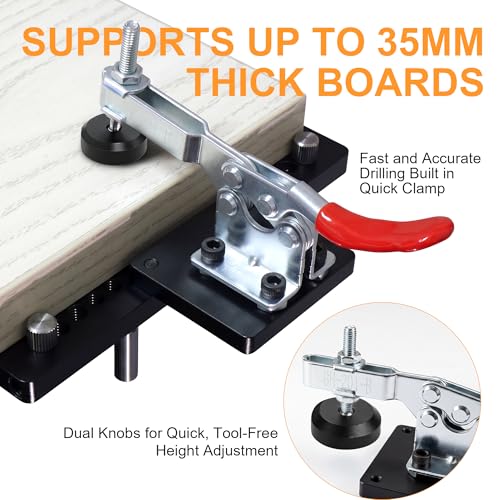 35mm Metal Concealed Hinge Jig Quick Clamp for Door Cabinet Woodworking - color: Deep Black