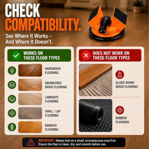 Premium Floor Gap Fixer Tool for Laminate & Vinyl Plank Flooring Heavy Duty Puller with Suction Cup 45° Iron Striking Surface Hardwood Gap Repair Filler Tool for LVP LVT Floating Floors.