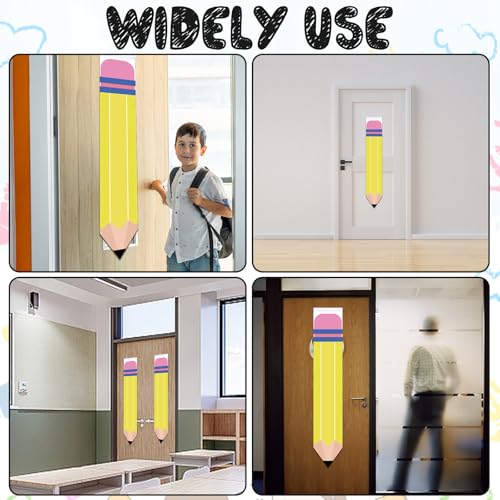 2Pcs Yellow Pencil Shape Blackout Curtains for Classroom Door Window, Office, Porch, Room Cover Shade