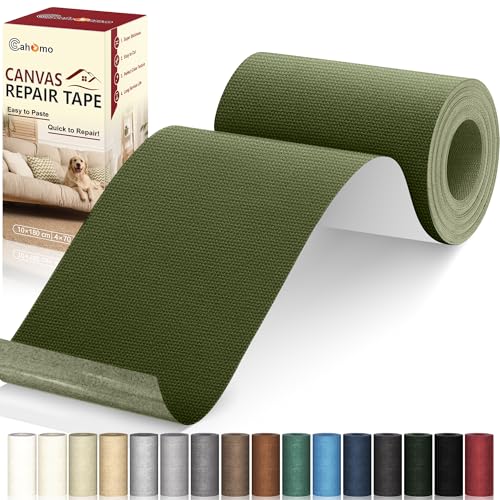 Cahomo Canvas Repair Tape 4x70 inch, Self Adhesive Canvas Fabric Tape, Canvas Fabric Patch Tape Kit, Fabric Repair Tape for Canvas Sofas, Headboards, Chairs, Curtains - Army Green - color: Army Green, size: 4x70 inch